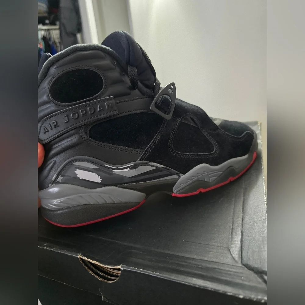 Jordan Black and Gray Sneakers with Cross-Straps...